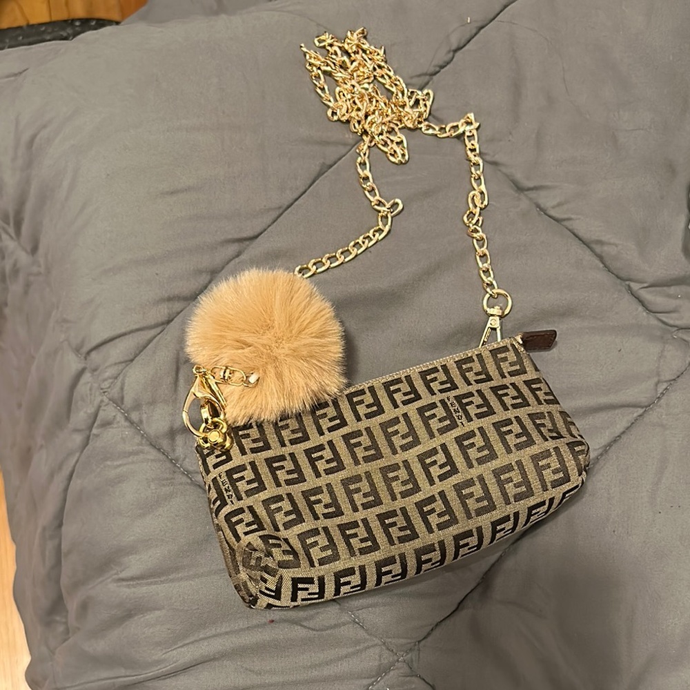 Fendi Brown and Gold Crossbody Bag